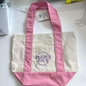 Trader Joe’s Pink and Cream Mini Pastel Canvas Tote Bag